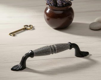 Porcelain Knobs & Antique Gold Drawer Pulls, 96-128 mm Premium Cabinet Handles for Furniture Makeovers