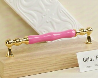 Luxury Handmade Porcelain Knobs - Antique Gold, 96-192mm, Elegant Kitchen & Furniture Hardware