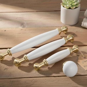Handgemaakte porseleinen knoppen en grepen, 96-128-160 cm antiek gouden kastgrepen, premium meubelbeslag, 1,25-3,75-5-6.3" keukenaccessoires