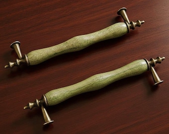 Vintage Green Ceramic Drawer Pull Handle 128mm – Antique Cabinet, Dresser, Kitchen, Bathroom Furniture Knob