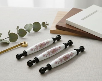 Handcrafted Porcelain Knobs & Antique Gold Pulls, 96-160mm Cabinet Handles, Premium Kitchen Furniture Upgrade Hardware