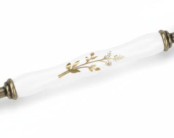 Handcrafted Porcelain Knobs & Antique Gold Pulls, 96-160mm Cabinet Handles, Premium Kitchen Furniture Upgrade Hardware