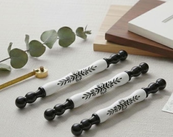 Elegant Handmade Porcelain Drawer Pulls in Antique Gold Finish