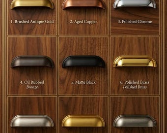 Artisan Cup Handles 64-160mm | Brushed Brass, Copper, Chrome, Black | Kitchen Drawer & Cabinet Pulls | Modern, Stylish Hardware