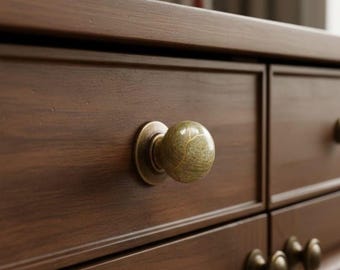 Luxury Porcelain Cabinet Knobs – Antique Gold Drawer Pulls for Kitchen & Furniture | Modern Vintage Hardware | Elegant Home Decor