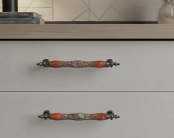 Vintage Style Porcelain Cabinet Knobs & Antique Gold Pulls | Premium Kitchen Hardware 64-128mm