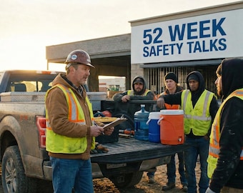 52 weken durende toolbox-talks over bouwveiligheid | OSHA-conforme vergaderonderwerpen | Veiligheidshandboek aannemers | Bewerkbaar Word- en pdf-bedrijfsformulier