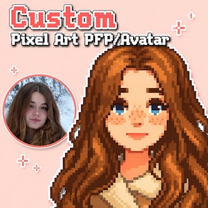 Avatar pixel personnalisé PFP - portrait pixel art kawaii, rétro ou chibi (fichier numérique PNG)