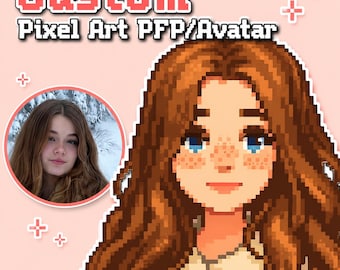 Custom Pixel Avatar PFP – Kawaii, Retro or Chibi Pixel Art Portrait (PNG Digital File)