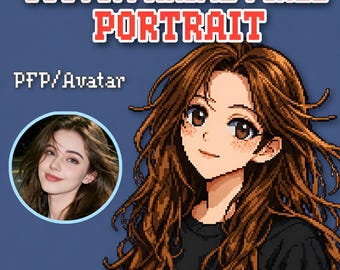 Custom Anime Pixel Portrait | Custom Pixel Avatar PFP | Personalized Pixel Art Portrait From Photo | Plain + Pastel + Custom Backgrounds