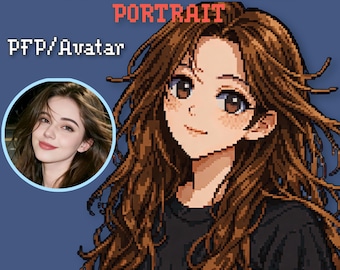 Custom Anime Pixel Portrait | Custom Pixel Avatar PFP | Personalized Pixel Art Portrait From Photo | Plain + Pastel + Custom Backgrounds
