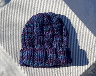 The Woven Hat: Super Bulky Knitting Pattern- Textured Beanie Pattern, Quick Knit