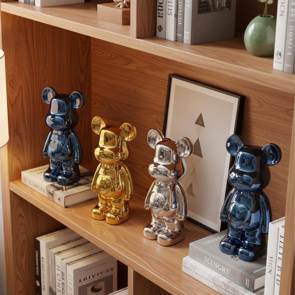 Luxury Bear Figurine Modern Home Decor Glossy Bear Sculpture