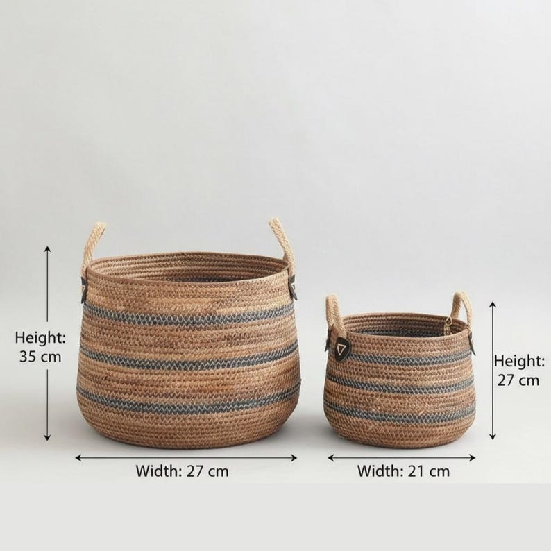 Rattan Laundry Basket with Handles, Straw Basket for Living Room, Toy Storage, Blankets & Plants, Large Storage Basket, Hamper Basket image 12