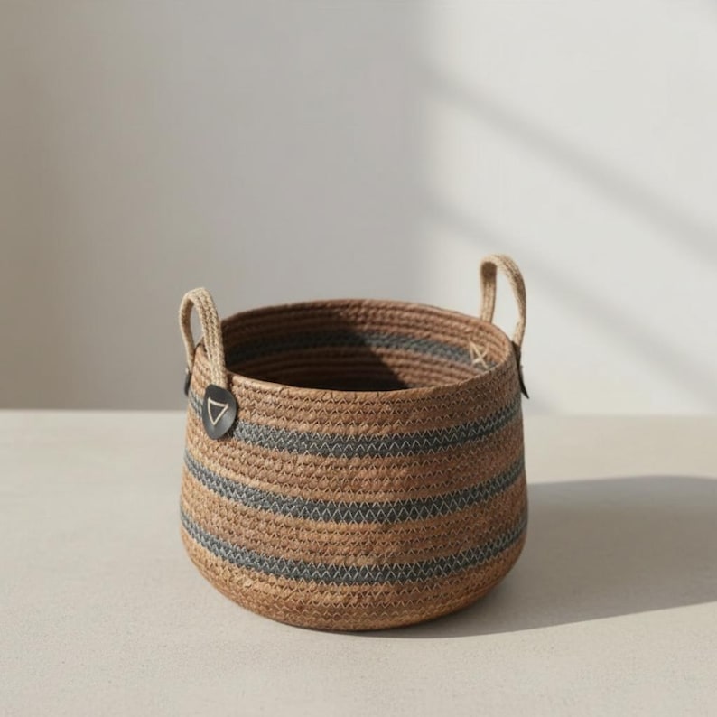 Rattan Laundry Basket with Handles, Straw Basket for Living Room, Toy Storage, Blankets & Plants, Large Storage Basket, Hamper Basket image 8
