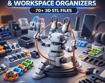 Flexi Desk & Workspace Organizer 70+ 3D STL Files | Articulated Desk Accessories Bundle | Printable Office Organizer | Instant Download