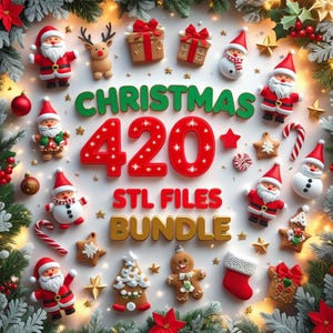Christmas 420+ STL Bundle | 3D Print Files | Holiday Models Pack | Printable STL Designs | Xmas Decorations 3D Printing Digital Download