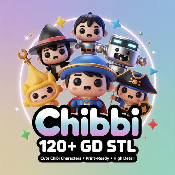 Chibi STL Bundle 120+ GB| Cute Anime Characters 3D Print Models | Printable Figure STL Files Pack | Kawaii Miniatures Collection |Digital