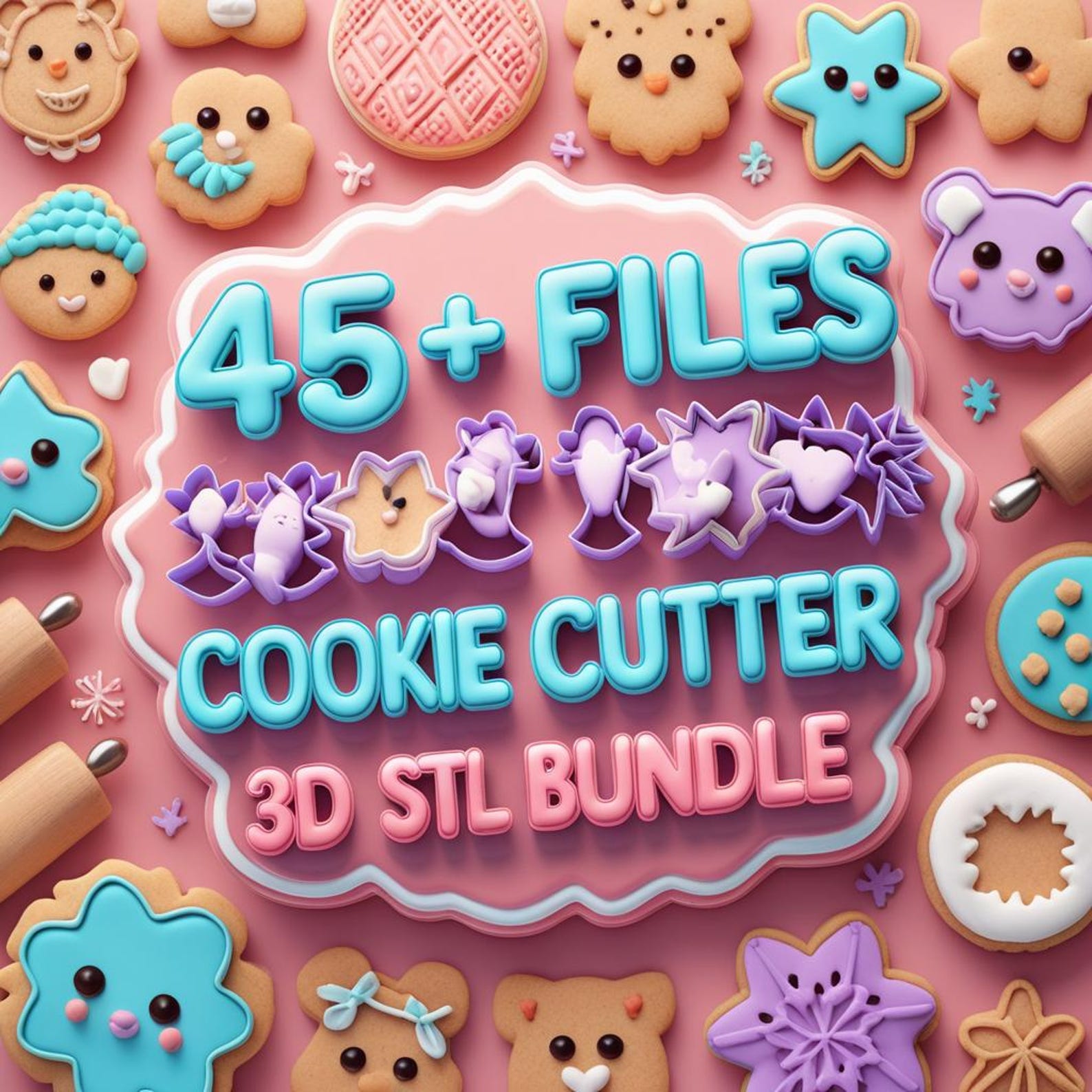 Cookie Cutter 45+ STL Bundle | 3D Print Files Pack | Baking Shapes Set ...