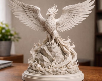 White Phoenix 3D Model STL | Mythical Bird Sculpture 3D Print File | Fantasy Decor Statue | Detailed Printable Display Model
