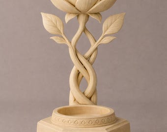 Rose Flower Candle Holder STL | Romantic Tealight Lantern 3D Print File | Floral Home Decor Sculpture | Printable Gift Model
