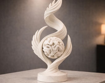 Abstract Winged Sphere Sculpture STL | Modern Surreal Art 3D Print File | Minimalist Fantasy Decor | Floating Desk Statue Printable Model