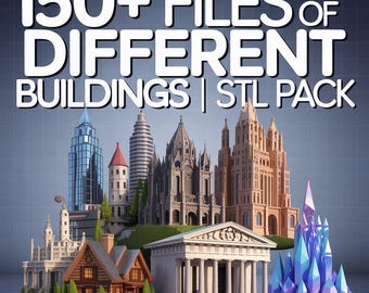 Buildings 150+ STL Bundle | Printable Architecture 3D Models | City Structures STL Files Pack | Miniatures & Scenery Designs | Digital Down