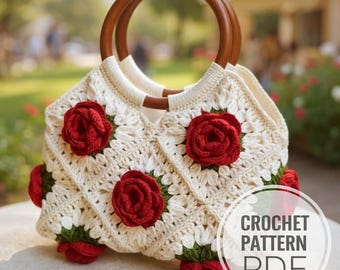Granny Square Crochet Bag Pattern PDF | Handmade Crochet Handbag | Floral Granny Square Purse | Instant Download