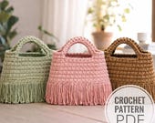 Nylon Fringe Crochet Tote Bag Pattern PDF | Modern Crochet Tote | Handmade Fringe Bag Tutorial | Instant Download