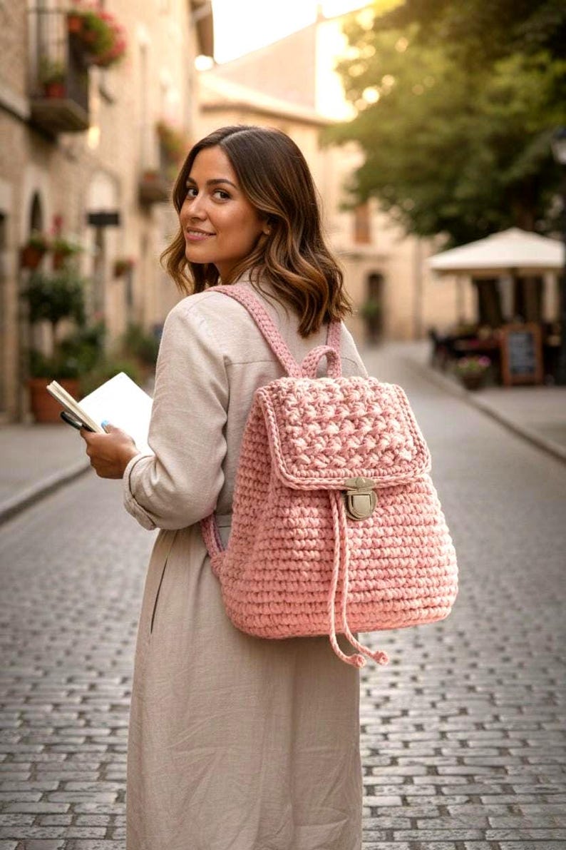 Rucksack Häkelanleitung | DIY handgemachter Rucksack | Moderne Häkeltasche Anleitung | Instant Download Nähanleitung Bild 4