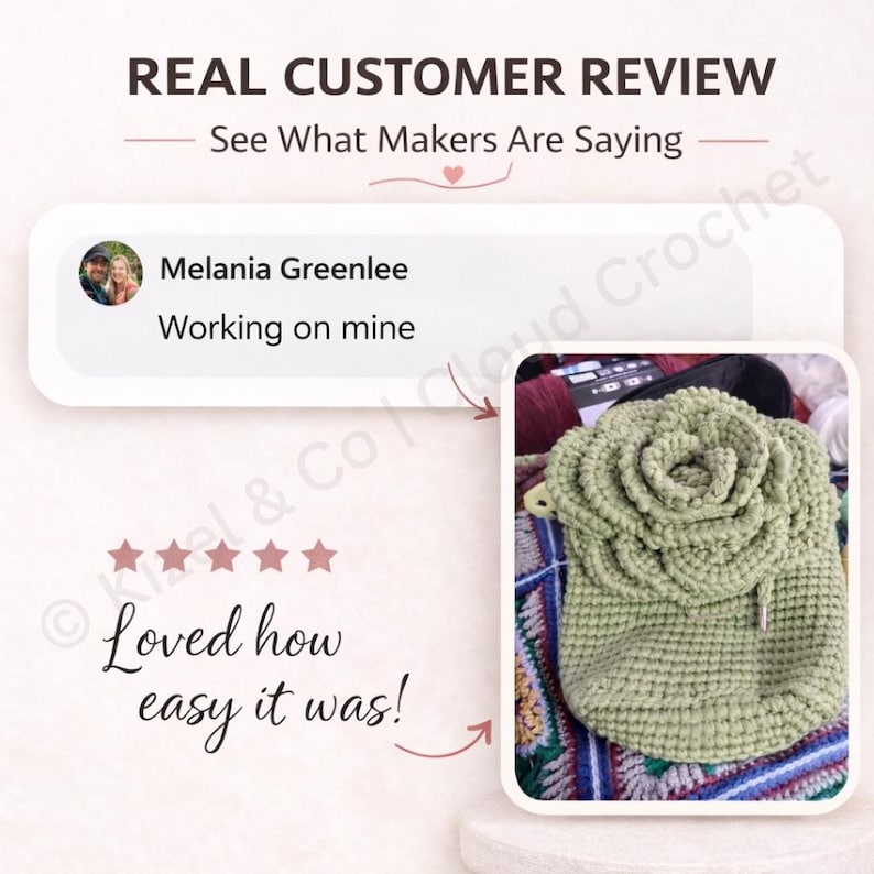 Crochet Rose Backpack Pattern | DIY Handmade Backpack | Crochet Rose Bag Tutorial | Instant Download Pattern image 3