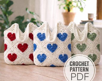 Oma Herz Tasche Häkelanleitung | Gehäkelte Tragetasche | PDF Digitaler Download