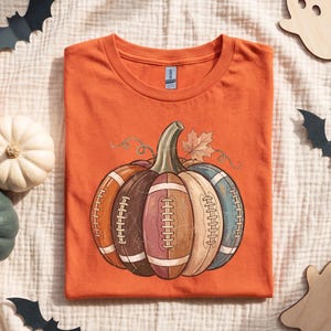 Football Pumpkin Sweatshirt, Vintage Patchwork Pumpkin Football Crewneck, Fall Game Day Sweater, Autumn Football Season Gift