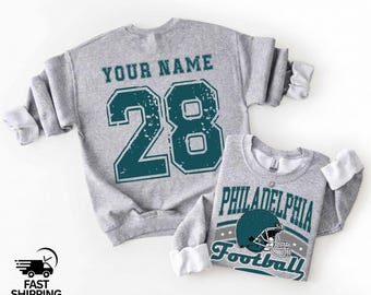 Custom Philadelphia Football Sweatshirt, Vintage Style Philadelphia Sweater, Philadelphia Fans Hoodie, Philly Football Sweater, Football Tee