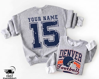 Custom Retro Denver Football Crewneck Sweatshirt, Broncos Football Fans Hoodie, Denver Hoodie, Denver Fan, Vintage Denver Football Hoodie
