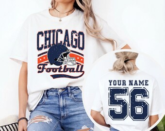 Kundenspezifisches Chicago-Fußball-T-Shirt, Chicago-Hemd im Vintage-Stil, Chicago-Fans-T-Stück, Chicago-Fußball-Hemd, Chicago-Fußballfan-T-Stück, Spieltag