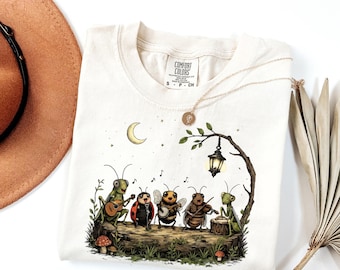 T-shirt Comfort Colors® Bug Band Midnight Concert, style cottagecore, musique d'insectes