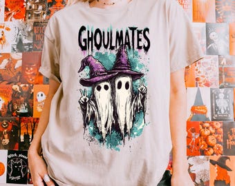 T-shirt Ghoulmates, Sweat-shirt Spooky Besties, T-shirt Couple Fantôme Mignon, Sweat-shirt Halloween Meilleurs Amis, T-shirt Assortiment Sorcière Fantôme