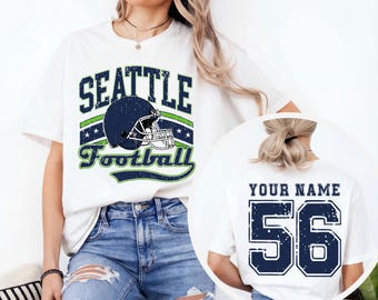 Custom Seattle Football T-Shirt, Seattle Game Day Shirt, Vintage Seattle Football Tee, Seattle Football Shirt, Seattle Football Fan Gift