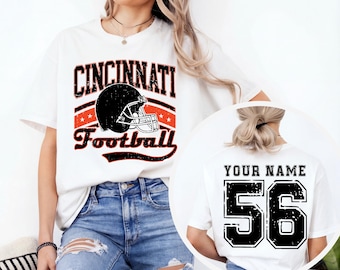 Custom Cincinnati Football T-Shirt, Vintage Style Cincinnati Shirt, Cincy Fans Shirt, Cincinnati Football T-Shirt, Cincinnati Football Tee