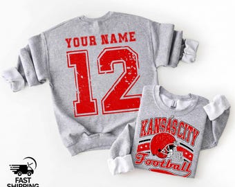 Custom Retro Kansas City Football Sweatshirt, Kansas City Crewneck, Kansas City Gift, KC Football, Kansas City Shirt, KC Football, Fan Tee