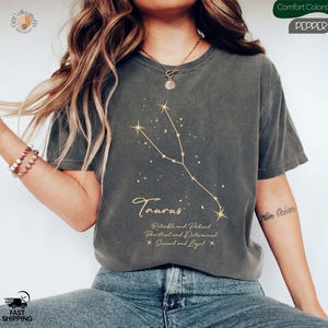Taurus Constellation Comfort Colors® Tshirt, Celestial Taurus Horoscope Shirt, Taurus Birthday Gift, Taurus Sign Shirt, Astrology Tee