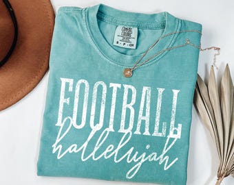 Football Hallelujah Comfort Colors® T-Shirt, Soccer Tee, Football Season Design, Christian Sport, School Spirit, Football Design