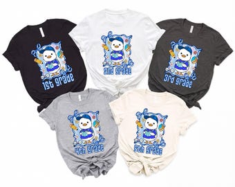 T-shirt à motifs d'oies pour enfants, de la maternelle au CM2, Coquette, rentrée des classes, nœud bleu
