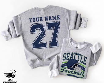 Custom Seattle Football Sweatshirt, Seattle Game Day Sweatshirt, Vintage Seattle Football Hoodie, Seattle Football Hoodie, Seattle Fan Gift
