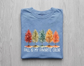T-shirt « L'automne est ma couleur préférée », manches longues, ambiance automnale, Comfort Colors® T-shirt pour les amoureux de l'automne, T-shirt Thanksgiving, joli t-shirt d'automne