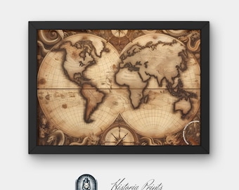 Póster vintage de mapa del viejo mundo 1733 con diseño de mapa Póster vintage de mapa del viejo mundo 1733 con diseño de mapa