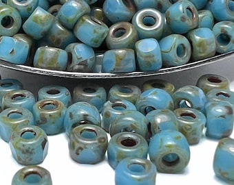6/0 3 Cut Matubo | Turquoise Blue Travertine Dark | Seed Beads | 6C-63030-86805