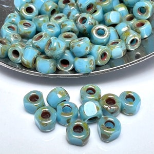 6/0 3 Cut Matubo | Turquoise Blue Travertine Dark | Seed Beads | MTB06C-63030-86805