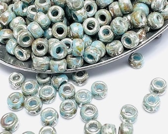 7/0 (3.6mm) | Turquoise Blue Picasso | Czech Glass Seed Beads | Matubo | 7-63030-43400 | Variety of pack sizes available